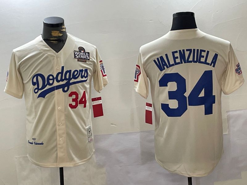 Men Los Angeles Dodgers #34 Valenzuela Cream Throwback Game 2024 Nike MLB Jersey style 11204